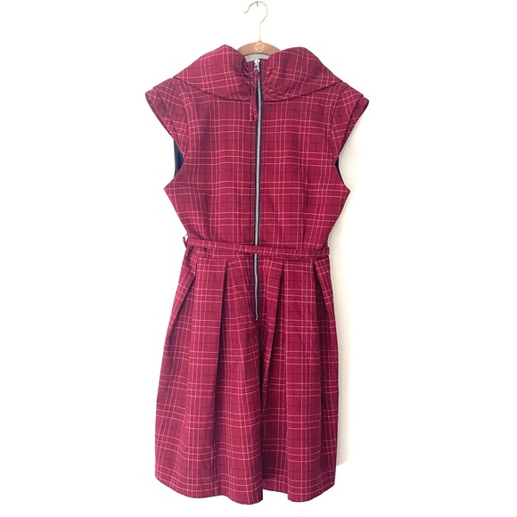 Go International Plaid Cap Sleeves Cowl Neck Mini Dress with Belt Size 13 - Picture 6 of 13